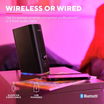 Trust GXT 612 Cetic - 2.0 PC Speakers met Bluetooth - 3.5mm aansluiting - RGB verlichting - Zwart