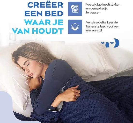 Universele 4 Seizoenen HOES Verzwaringsdeken - 150 x 200cm - Bamboe & Minky Dot - Weighted Blanket Cover - Duvet Deken - Dekbedovertrek
