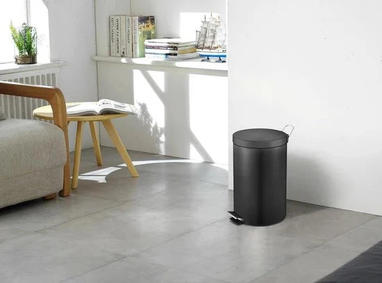 V-Part - Pedaalemmer 5 liter - Steel - zwart - Prullenbak