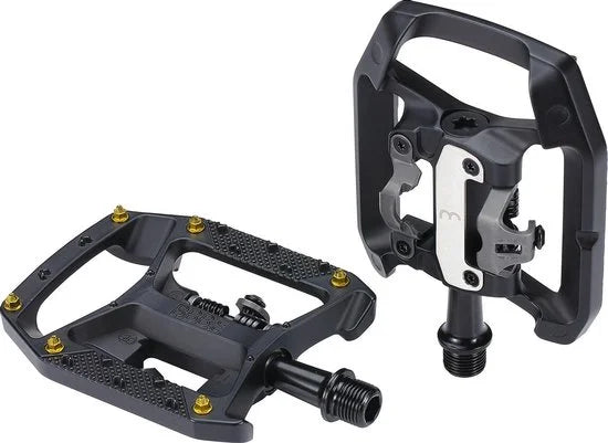 BBB Cycling MTB Pedalen - DualChoice Trail - Combi Fietspedalen: SPD & Anti Slip Platform Pedaal - SPD Pedalen inclusief Schoenplaatjes - Zwart - BPD