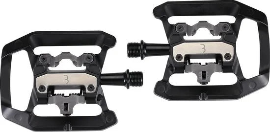BBB Cycling MTB Pedalen - DualChoice Trail - Combi Fietspedalen: SPD & Anti Slip Platform Pedaal - SPD Pedalen inclusief Schoenplaatjes - Zwart - BPD