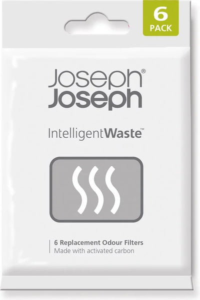 Joseph Joseph Vervangende Geurfilters Intelligent Waste – Actieve Koolstoffilters voor Totem, Titan & Stack Afvalsystemen - 6 Pack