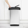 Rotho Twist afvalbak met swingdesksel 50L - zilvermetaalkleurig - BPA-vrij - incl 6 sticker voor diverse afvalstromen