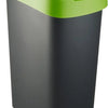 Rotho Twist afvalbak met swingdesksel 50L - zilvermetaalkleurig - BPA-vrij - incl 6 sticker voor diverse afvalstromen