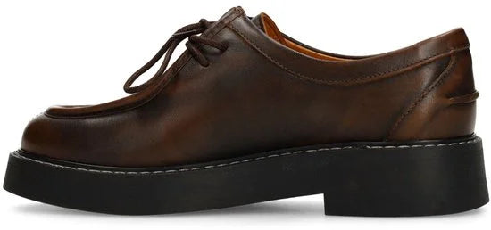 Sacha - Dames - Bruine leren veterschoenen - Maat 38