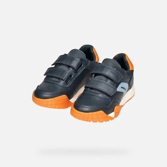 GEOX RANN-E JONGENS Sneakers - MARINEBLAUW/ORANJE - Maat 34
