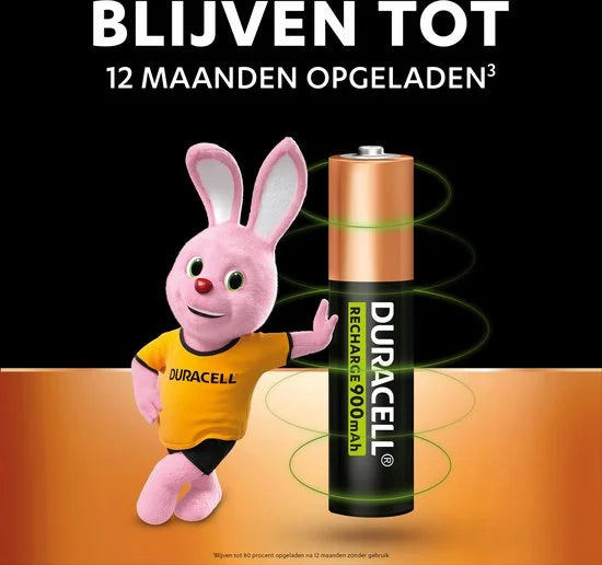Duracell Oplaadbare AAA batterijen - 900 mAh NiMH - 4 stuks