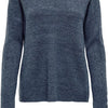 Only Camilla V-hals Trui - Dames Sweater - Vintage Indigo Melange