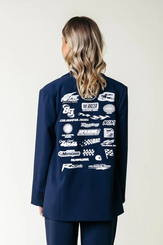 Colourful Rebel Jesra Racer Logo Single Breasted Blazer - S