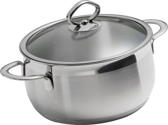 BK Excellent RVS kookpannenset 5 delig - Ø16cm tot Ø24cm - Inductie pannenset - Vaatwasserbestendig - Ovenbestendig tot 230° - met deksels - maatverd