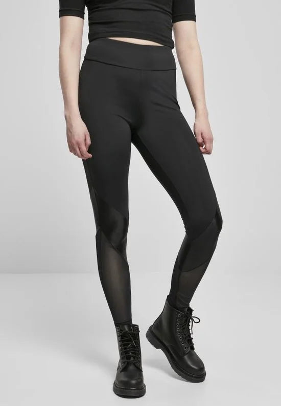 Urban Classics - Highwaist Mixed Tech Sportlegging - XS - Zwart