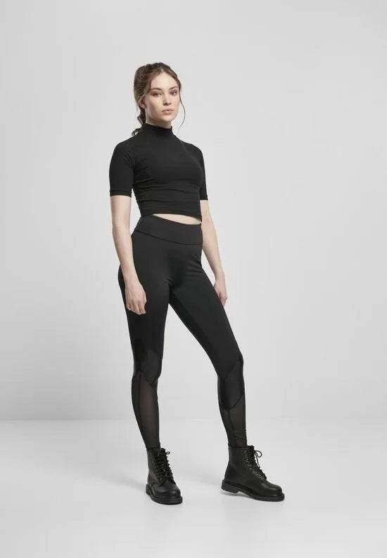 Urban Classics - Highwaist Mixed Tech Sportlegging - XS - Zwart