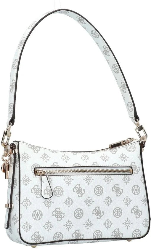 GUESS Schoudertas Eco Erica Top Zip Shoulder Bag White Logo Wit