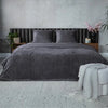 Teddy Ribbed Dekbedovertrek Antraciet – 2-delig – Superzacht Fleece – Warm & Comfortabel – 200 x 200/220 cm | 2-persoons