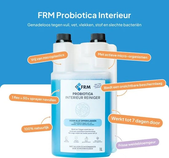 FRM Probiotica Interieurreiniger - Natuurlijk, Veilig & Krachtig - Werkt 7 dagen door - Voor meubels, Aanrecht, Keuken & Meer