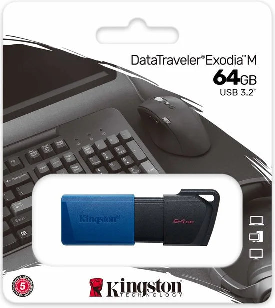 Kingston DataTraveler Exodia M USB-stick Retail 64 GB Zwart/blauw DTXM/64GB USB-A 3.2 Gen 1