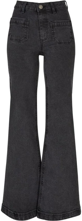 Urban Classics Ladies’ Vintage Flared Denim Jeans Jeans zwart W27L33