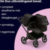 Bugaboo Donkey 5 Duo, complete uitbreidingsset, verbeterd design, omkeerbare stoel en sturen met één hand, Midnight Black