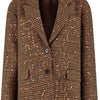 Studio Amaya Midnight blazer geruit met pailletten bruin
