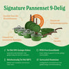 Cook & Pan - Pannenset 9-delig - PFAS vrij - Inductie Keramisch - Non stick - 7 jaar garantie - Groen