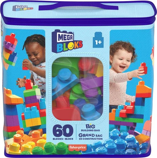 Mega Bloks Grote bouwtas - 60 blokken - Classic bouwstenen voor 1+ jaar