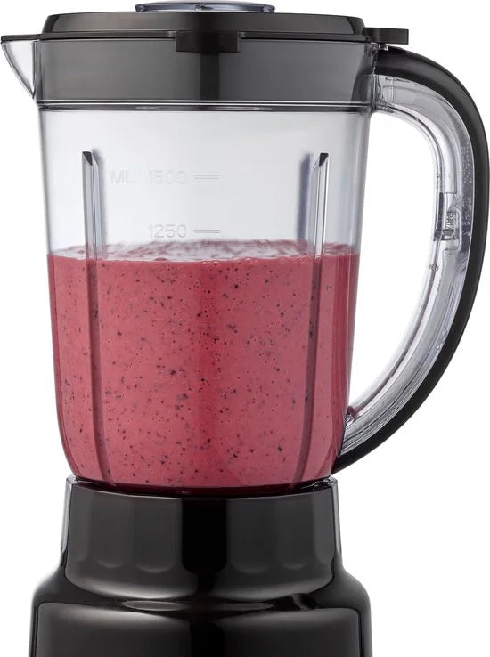 Tomado TTB1501B - Blender – Smoothie maker - 1,5 liter - 2 snelheden - 500W - Pulsestand - Deksel beveiliging – Zwart