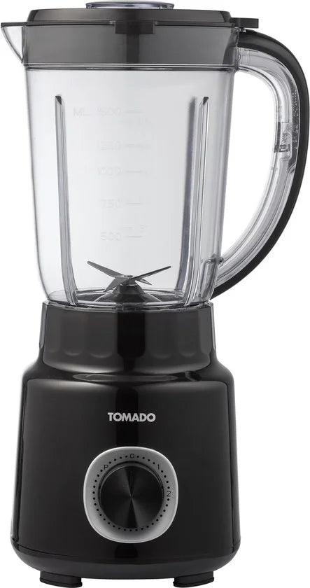 Tomado TTB1501B - Blender – Smoothie maker - 1,5 liter - 2 snelheden - 500W - Pulsestand - Deksel beveiliging – Zwart