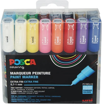 Posca Stiften set - 16 kleuren markers op waterbasis - PC1MC