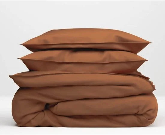 Zohome Dekbedovertrek Satinado - Effen Bedlinnen - 140x220 - Oranje - Dekbedhoes van 100% Katoen-Satijn