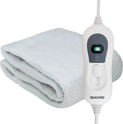 Auronic Elektrische Onderdeken XL - 190 x 90 cm - 1 Persoons Warmtedeken - 3 Warmtestanden met Timer - met Hoekelastieken - Verwarmingsdeken - Wit