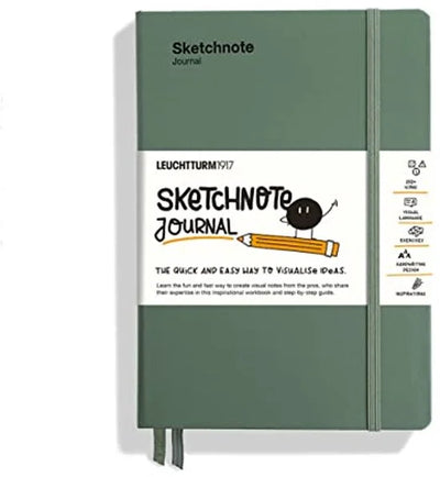 LEUCHTTURM1917 Sketchnote Journal - Visualiseer notities en ideeën snel en eenvoudig - Engels/Olijfgroen