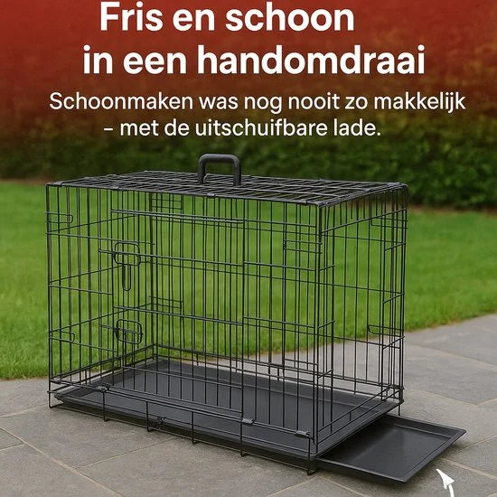 Flamingo Hondenbench S – Opvouwbare Hondenbench Auto – Hondenbench Draadkooi Mezo Zwart – 61x43x50 cm – Ideaal voor Thuis & Onderweg