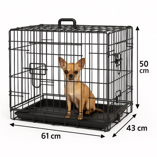 Flamingo Hondenbench S – Opvouwbare Hondenbench Auto – Hondenbench Draadkooi Mezo Zwart – 61x43x50 cm – Ideaal voor Thuis & Onderweg