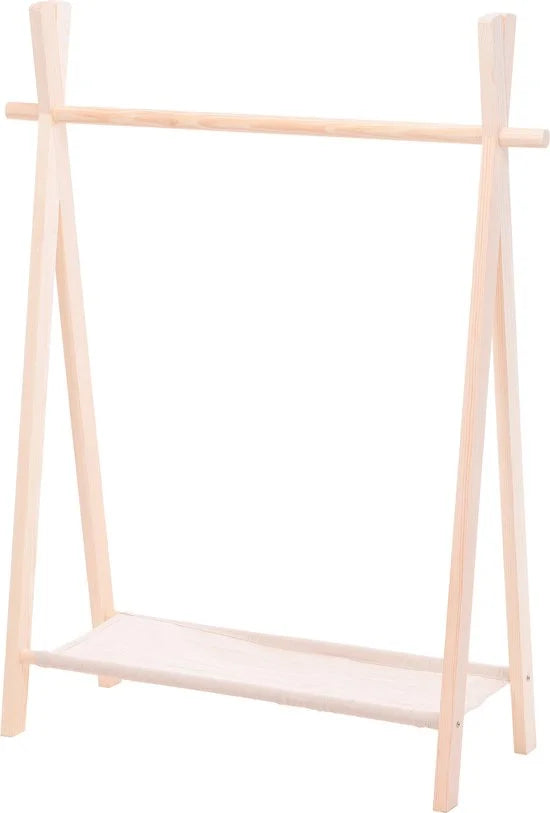 H&S collection Kledingrek - voor kinderen - hout - 80 x 100 cm - kapstok - kleding ophangen