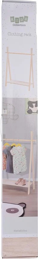 H&S collection Kledingrek - voor kinderen - hout - 80 x 100 cm - kapstok - kleding ophangen