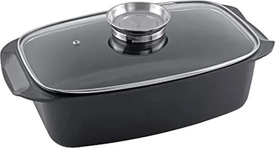 alpina Braadslede - Ovenschaal Rechthoekig - 39,5x22,5x10,8cm - 5.5L - RVS - Zwart