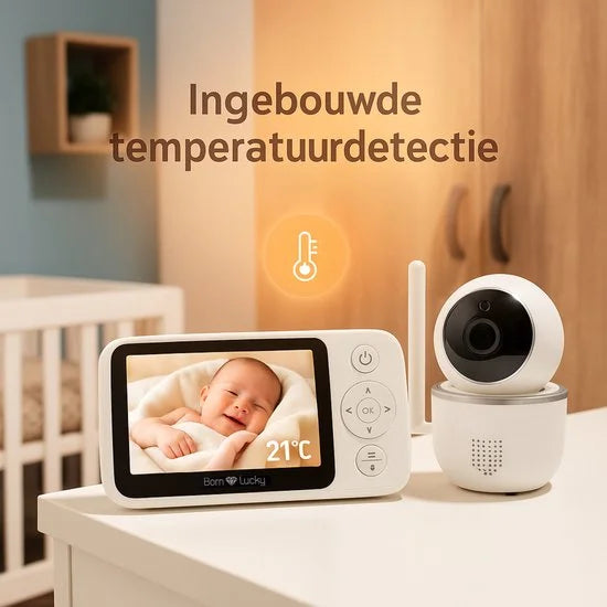 Born Lucky® Babeo+ Babyfoon met Camera - Op afstand bestuurbaar - Video & Audio – Premium Baby monitor - Wit