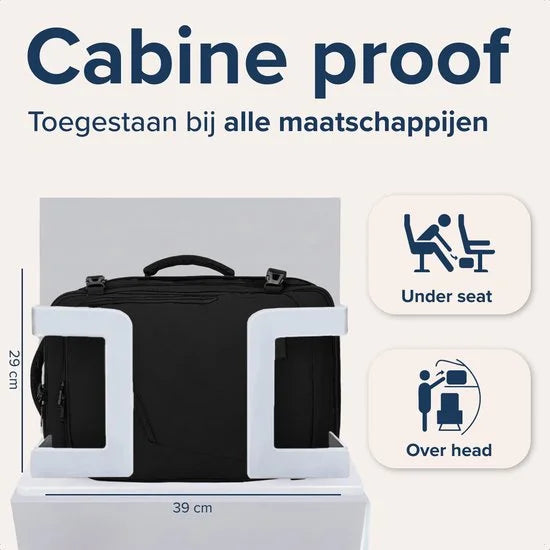 TRVLMORE 25L Reistas - Handbagage Rugzak - Underseater - Rugtas - Past Binnen 40x30x20 - Weekendtas - Spatwaterdicht - Dames en Heren - Zwart