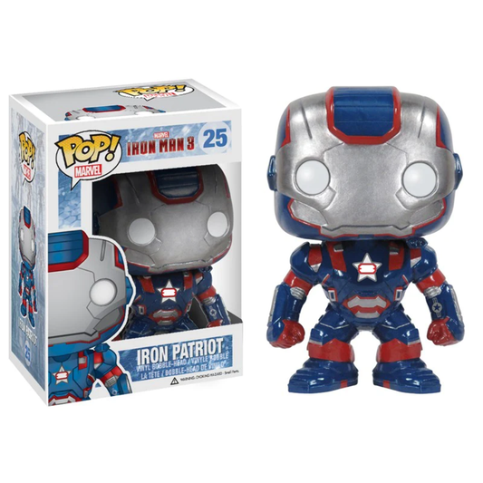 Funko Pop Iron Patriot Vinyl-Wackelkopffigur Nr. 25 Marvel Iron Man 3 (Neu in Originalverpackung)