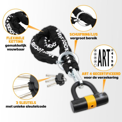 VINZ Trivor ART 4 ​​Kettenschloss – Sicherheit für Ihr Motorrad | 120 cm